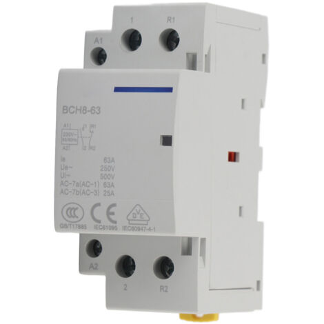 Contactor 2P 63A 1NO+1NC pour montage rail DIN, 220-230V AC usage domestique (1/5)