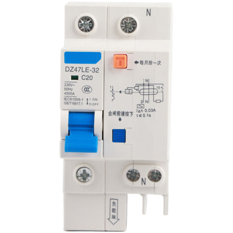 Disjoncteur différentiel 1P+N 20A 230V DZ47LE pour protection contre les fuites de terre (1/5)