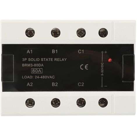 Relais statique triphasé 80A 24-480VAC (BRM3-80DA) pour contrôle de charge (1/5)