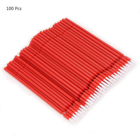 100 Bâtonnets à Applicateur Micro Jetables pour Soins Dentaires (Rouge) (1/5)