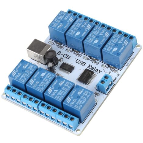 Carte Relais USB 8 Canaux 12VDC Type B pour Automatisation Robotique (1/5)