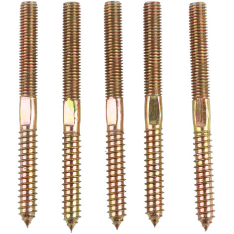 Tige filetée double extrémité pour assemblage bois, boulon de raccordement meuble (10x120 mm, lot de 5 pièces) (1/5)