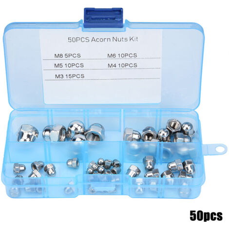 Kit de 50 écrous borgnes inoxydables M3 M4 M5 M6 M8, tête bombée hexagonale (1/5)