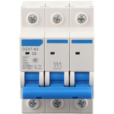 Disjoncteur miniature 3 pôles DZ47-63 6A, 400V AC - 6/10/16/20A - Disjoncteur de sécurité MCB (1/5)