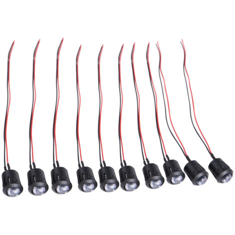 10 pièces LED 12V 10mm pré-câblées, diodes électroluminescentes ultra brillantes, ampoules transparentes eau claire (05) (1/5)