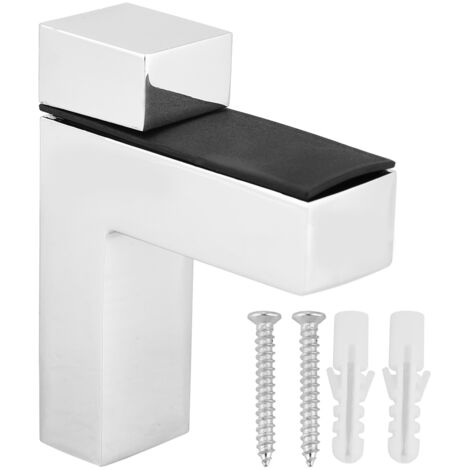 4 pièces supports muraux en verre et bois, étagères clips type F, kit fixation chevilles (01) (1/5)