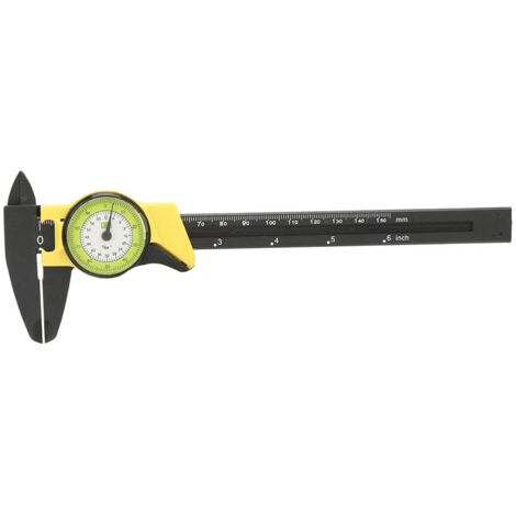 Jauge de mesure professionnelle 0-150mm - Pied à coulisse plastique jaune avec cadran (1/5)