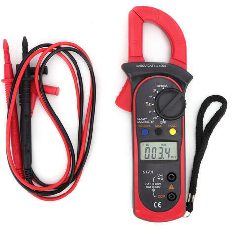 ST201 Multimètre Numérique Pince Ampèremètre Automatique Testeur Tension AC/DC Diode (Rouge) (1/5)
