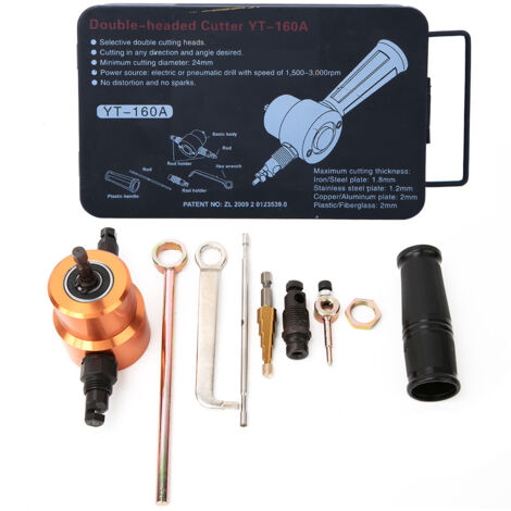 Cutter Nibbler 360° Double Head pour Tôle - Outil Polyvalent de Découpe DIY et Réparation Auto (1/5)