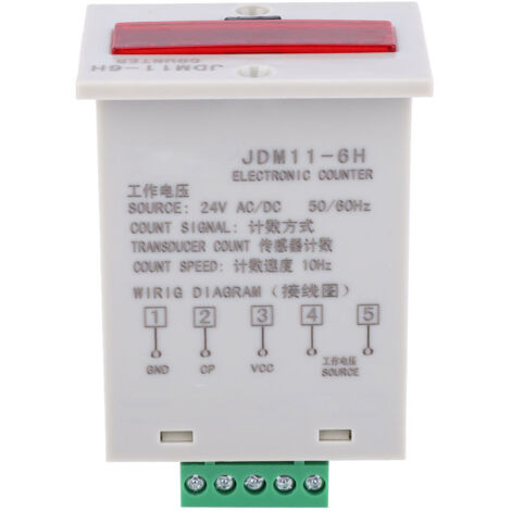 Compteur Électronique 6 Chiffres LED JDM11-6H avec Relais et Transducteur, Alimentation AC/DC 24V (1/5)