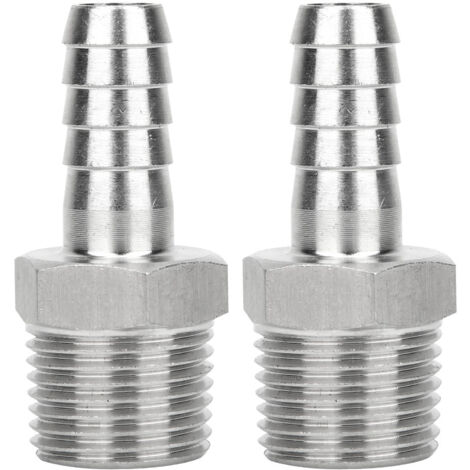 2 pièces Raccord Rapide 1/2 pouce BSPT Mâle, Jonction à Barbe pour Tuyau, Couplage Instantané (BSPT 1/2" - 8mm) (1/5)