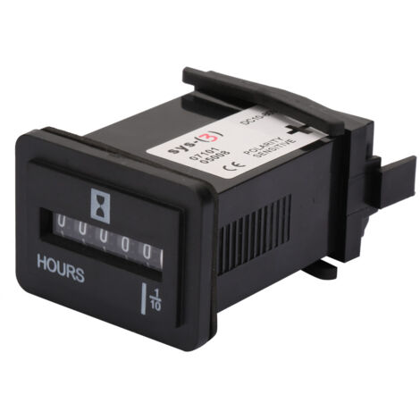 Compteur d'heures quartz 10-80V AC/DC pour générateur, moteur, comptage temps jusqu'à 99999.9 heures (1/5)