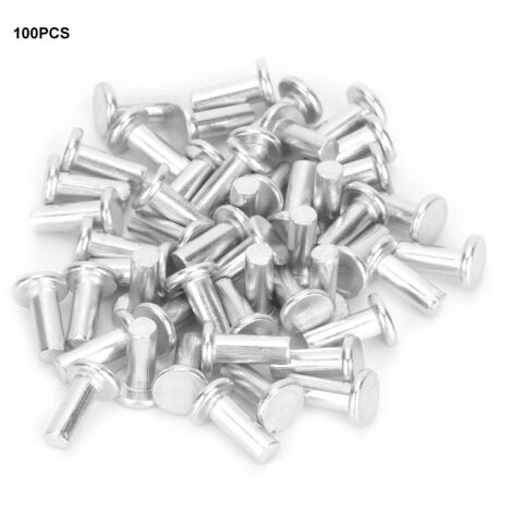 100 pièces de rivets pleins aluminium à tête plate GB867 M4 (M4x12) pour assemblages métalliques
