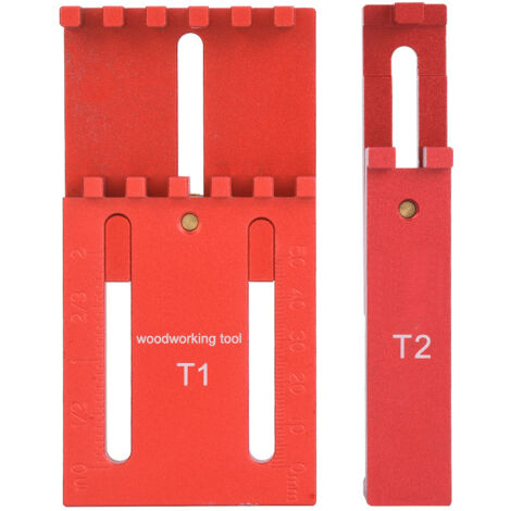 2 Pièces Règle de Mesure de Profondeur en Alliage d'Aluminium et Laiton pour Menuiserie Outil de Précision T1+T2 (1/5)