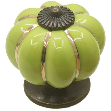 Poignée de tiroir en céramique citrouille verte pomme pour meuble et armoire (1/3)