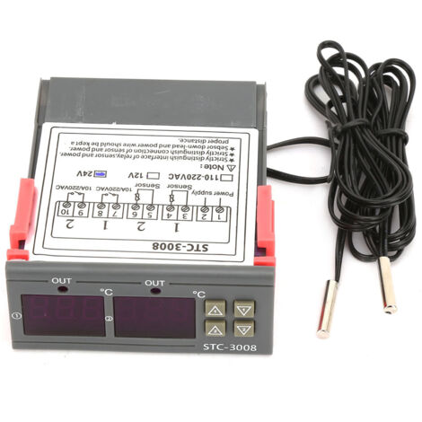 Thermostat Numérique STC-3008 Double Affichage avec Double Sonde NTC (DC24V) (1/5)