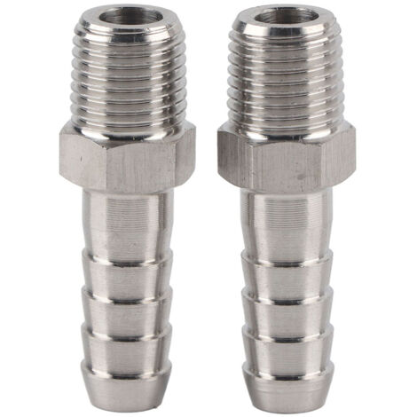 2 Pièces Raccord Rapide 1/4 Pouce BSPT Mâle Acier Inoxydable, Jonction Barbelée pour Tuyau (BSPT1/4-10mm) (1/5)