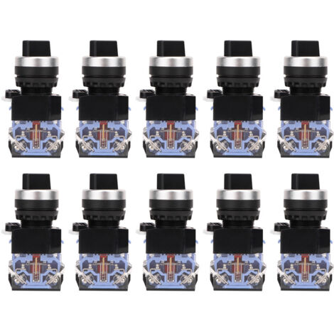 10 pièces Bouton rotatif 22mm BEM38-11X/21 noir 2 positions auto-blocage 1 ouvert 1 fermé (1/5)