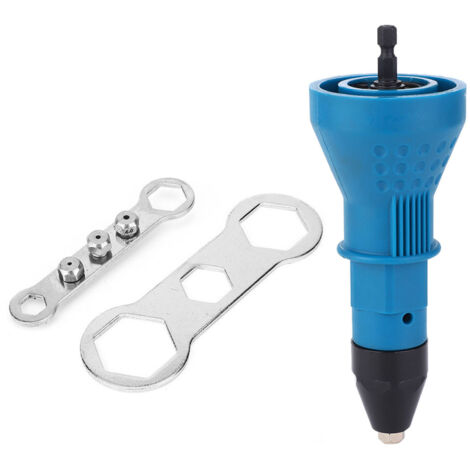 Adaptateur de Pistolet à Rivets pour Perceuse, Kit d'Outils d'Insertion de Noix à Riveter Bleu (1/5)