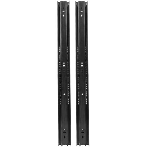 2 Pièces Coulisse de Tiroir 12 Pouces à 3 Sections Roulement à Billes Flexible pour Meuble Noir (1/5)