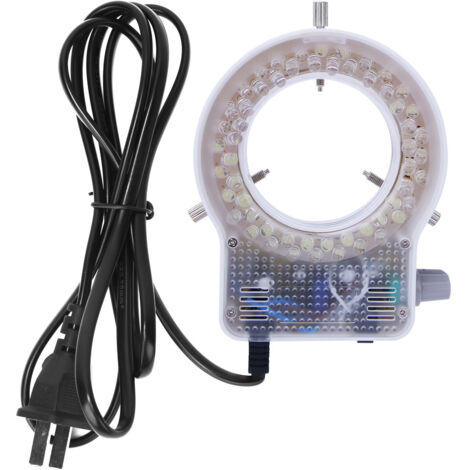 Anneau lumineux à LED réglable pour microscope stéréo, 60 LEDs, 110-240V, prise US (1/5)