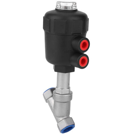 Vanne à siège incliné actionnée par air, raccord fileté en acier inoxydable, boîtier plastique renforcé pour vapeur, 1/2 pouce DN15 (1/5)