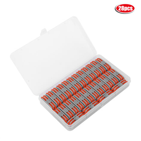 28 Pièces Connecteur Câblage 2 Pôles Compact Orange Ignifuge Nylon 11-28AWG PCT-2-2 (1/5)