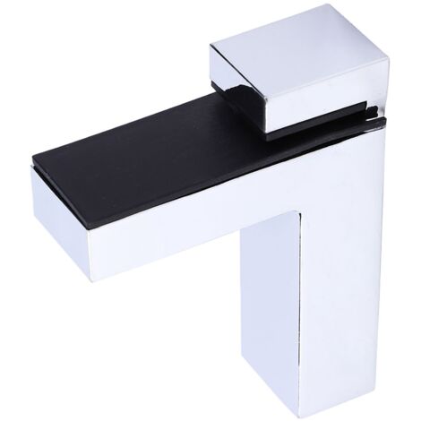 Étagère en verre renforcée avec support en alliage de zinc ajustable type F - Accessoires de quincaillerie brillants (1/5)