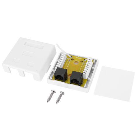 Boîtier de jonction réseau RJ45 double port Cat 6 pour montage en surface de bureau (1/5)