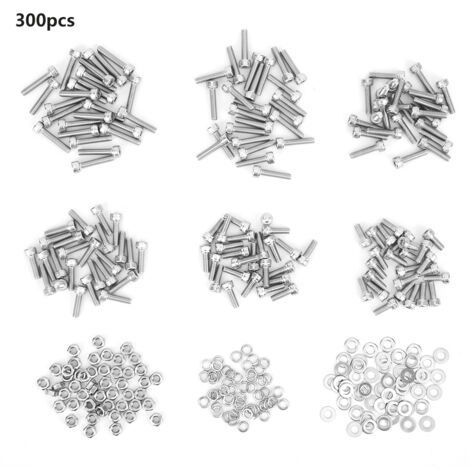 150 Vis à tête hexagonale creuse M4 Acier Inoxydable 304 avec 50 Écrous hexagonaux et 100 Rondelles (1/5)