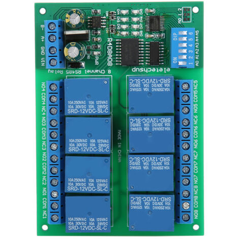 Carte d'extension relais 12V 8 canaux RS485 pour contrôle à distance protocole RTU (1/5)