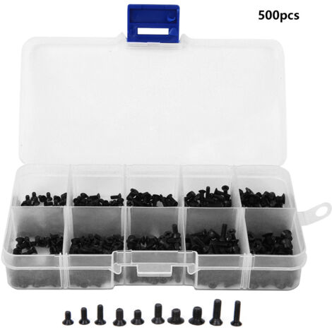 Vis à tête plate cruciforme noire en acier carbone pour l'électronique - Lot de 500 pièces (1/5)