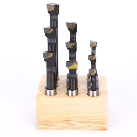Ensemble de 9 barres d'alésage 12mm type F1 en acier rapide pour tour CNC avec support (1/5)