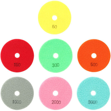7 Pièces Disque de Polissage en Résine Marbre pour Pierre, Céramique et Verre, Diamètre 100mm (1/5)