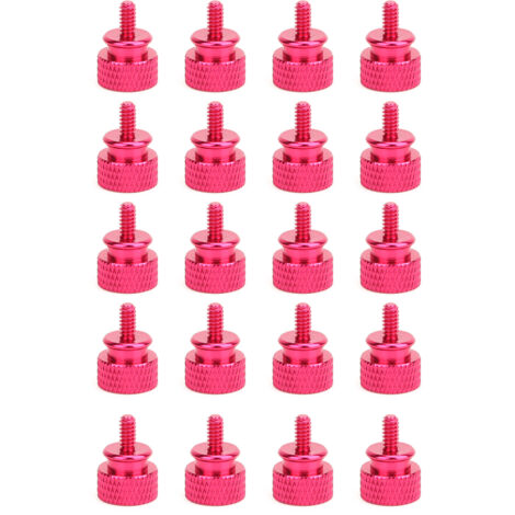 20 pièces Boulons à Serrage Manuel Alliage d'Aluminium Anodisé Fixations 6-32 Filetage Rose Vif (1/5)