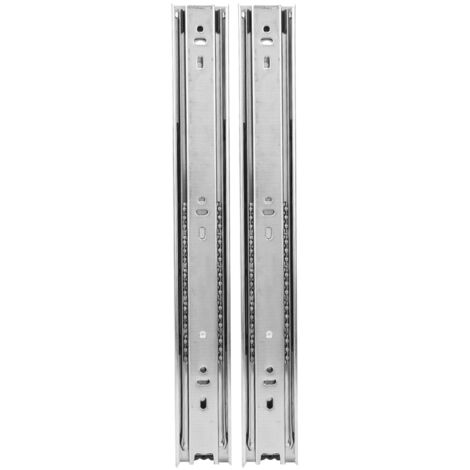 2 Pièces Coulisse de Tiroir 14 Pouces Télescopique 3 Sections Acier Laminé à Froid pour Meuble Mobile Blanc/Noir (1/5)