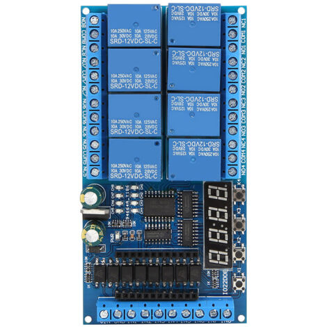 Carte Relais 8 Canaux Pro Mini PLC pour Arduino avec Timer et Commutateur - 12V DC (1/5)