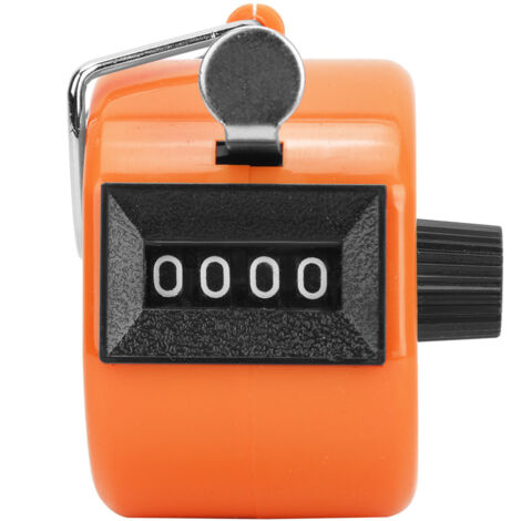 Compteur manuel BERM 4 chiffres avec crochet et remise à zéro orange - Outil de comptage portable (1/5)