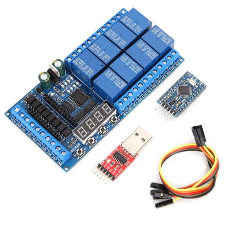 Carte Shield PLC Mini Pro 8 Relais 12V avec Temporisateur pour Arduino (1/5)