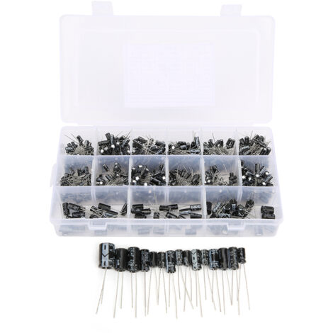 540 Pièces Kit Assortiment de Condensateurs Électrolytiques Aluminium Universel, 0.1uF 50V à 470uF 16V, avec Boîte de Rangement