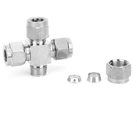 Raccord de Tuyau en Acier Inoxydable 4 Voies, Adaptateur Écrou pour Conduite d'Eau Ф10 (1/5)