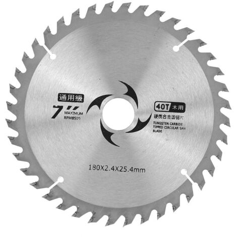 Lame de scie circulaire 7 pouces 40 dents pour coupe du bois, disque carbure (1/4)
