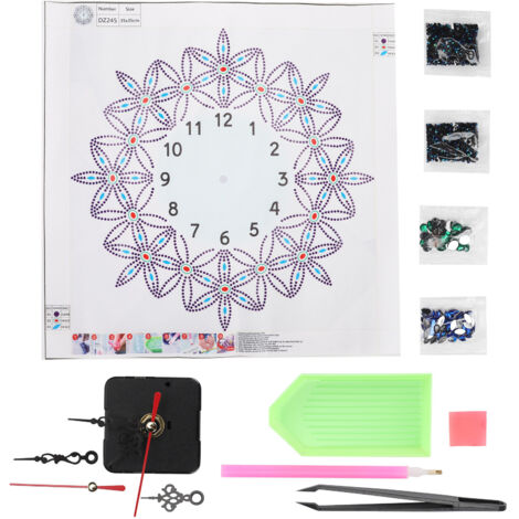 Kit de Peinture Diamant Horloge DIY Silencieuse, Décoration Murale pour Salon Artisanat DZ245 (1/5)