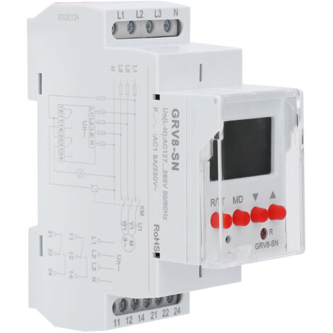 Relais de Contrôle de Tension Triphasé avec Affichage LED GRV8‑SN (1/5)