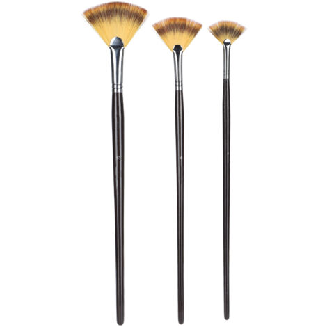 3 Pinceaux en Forme d'Éventail pour Aquarelle, Poils Nylon et Manche en Bois - Lot de 3 (1/5)
