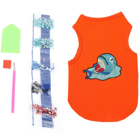 T-shirt pour chien doux et respirant avec strass, motif animal et décoration protectrice orange (1/5)