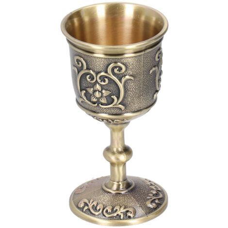 Coupe à vin bronze vintage, gobelet gravé style royal européen pour whisky et fêtes (1/5)