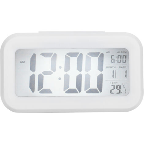 Horloge Intelligente à Grand Écran LCD avec Affichage de la Température et Alarme Silencieuse - Modèle GHY‑501 Blanc (1/5)