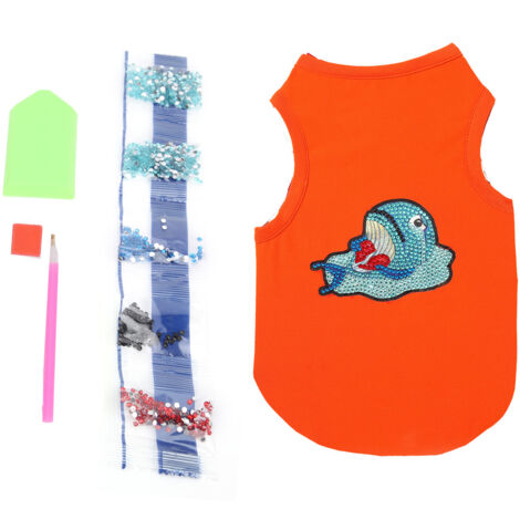 T-shirt pour Chien Mignon et Doux avec Strass, Motif Animaux, Respirant - Protection et Décoration pour Animaux de Compagnie, Orange Taille M (1/5)