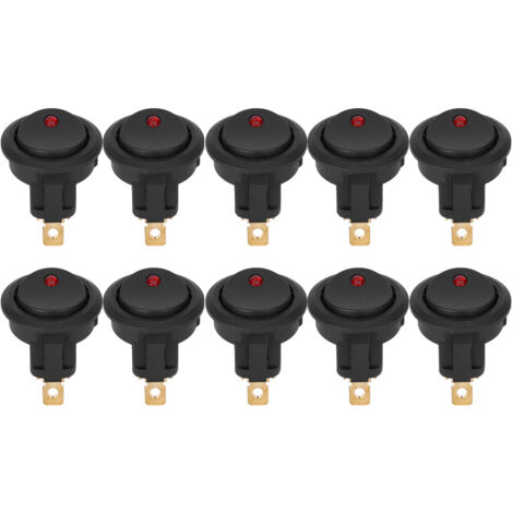 10 Interrupteurs Marins Etanches 12V ON/OFF à Bascule Ronde avec LED et Bornes Argentées 3 Broches SPST (1/5)